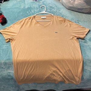 Lacoste Men's Tan V-Neck Shirt